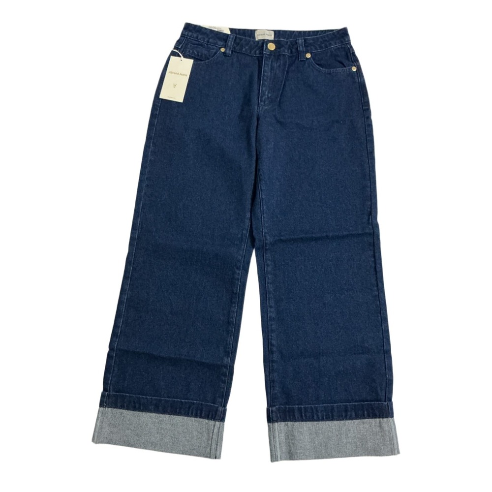 Abrand Jeans 99 Low Baggy Hailey Turn Up Womens Size 30 AU 12 Dark Blue Denim NW